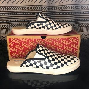 Vans leather checkerboard mules men’s 10